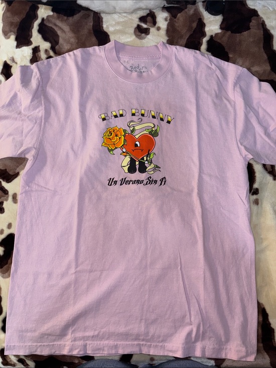 Other - Bad Bunny Pink Graphic Tee - Heart & Rose Design